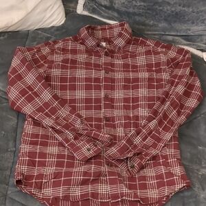 Goodfellow & Co Red and White Plaid Casual Shirt